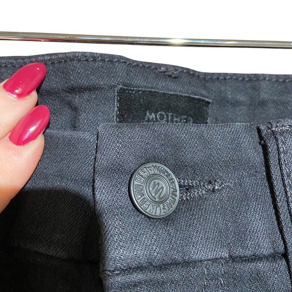 MOTHER DENIM‎ HIGH WAISTED LOOKER NOT GUILTY ONE LINER SKINNY JEAN BLACK SIZE 24 - Picture 9 of 11